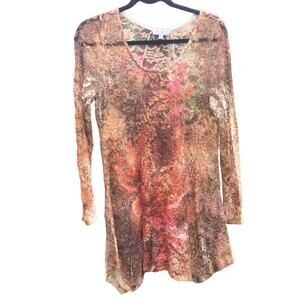 Vintage Cover Charge Womens Y2K Fairy Top Size Small‎ Tie Dye Sheer Fall Forest